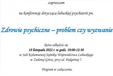 Konferencja na temat zdrowia psychicznego