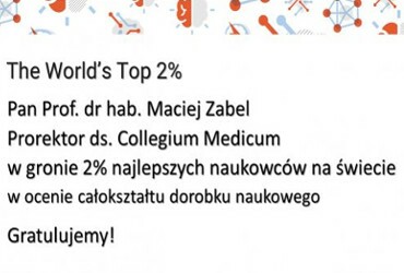 Pan Profesor Maciej Zabel w gronie The World's Top 2 w 2021 roku