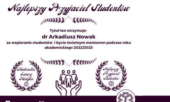 Najlepszy Przyjaciel Studentów 2022/2023 - dr Arkadiusz Nowak