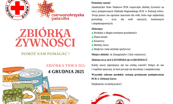 Zbiórka żywność z Akademickim Kołem Naukowym PCK