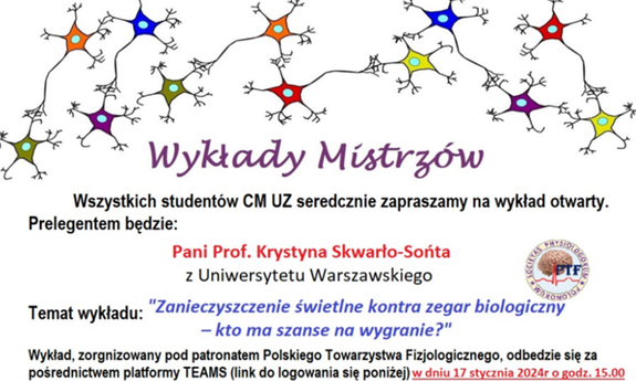 Wykłady Mistrzów - ”Zanieczyszczenie świetlne kontra zegar biologiczny – kto ma szanse na wygranie?"